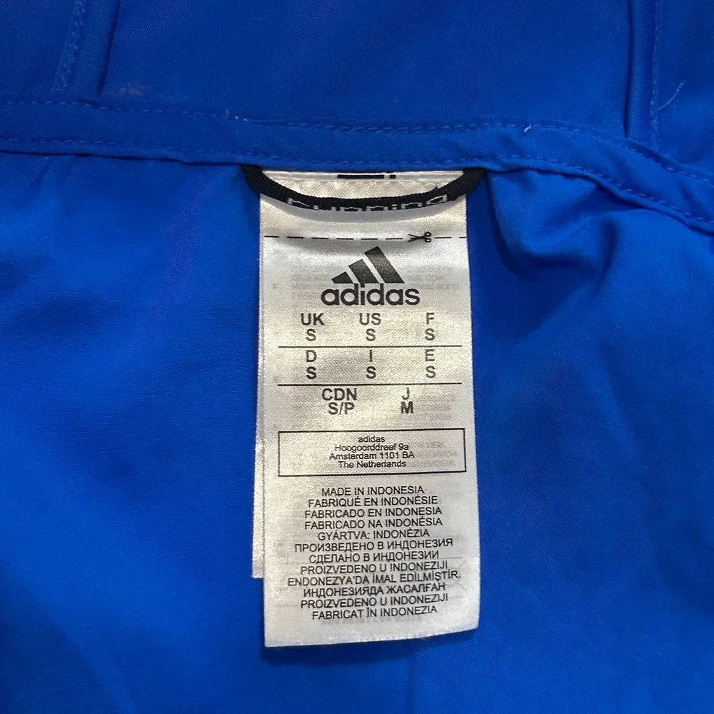 Adidas Own The Run Jacket Mens Small Blue Lightweight Hooded Running Windbreaker